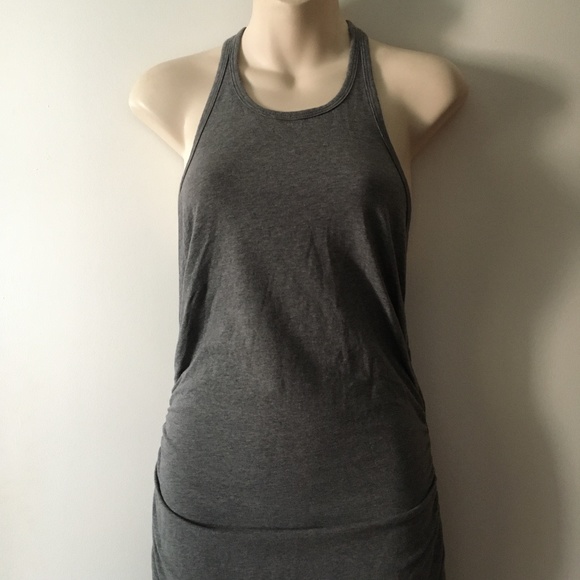 KIT AND ACE Grey Stretch Modal Racerback Ruched Dress M - Picture 4 of 7